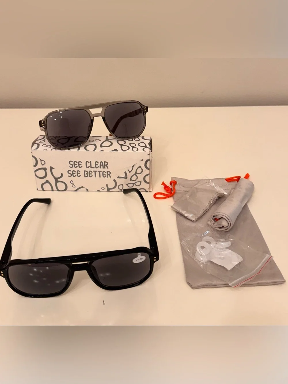 Black Reading Sunglasses - Polarized Aviator Style